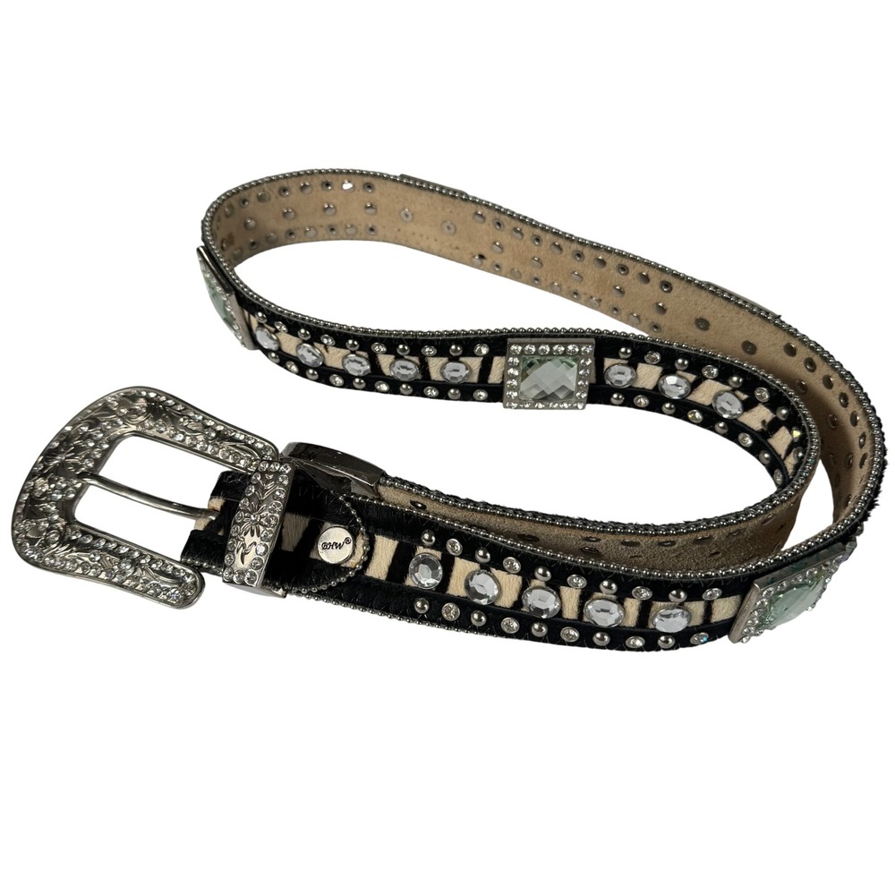 Y2K Retro Zebra Rhinestone Belt Adjustable Womens Large
